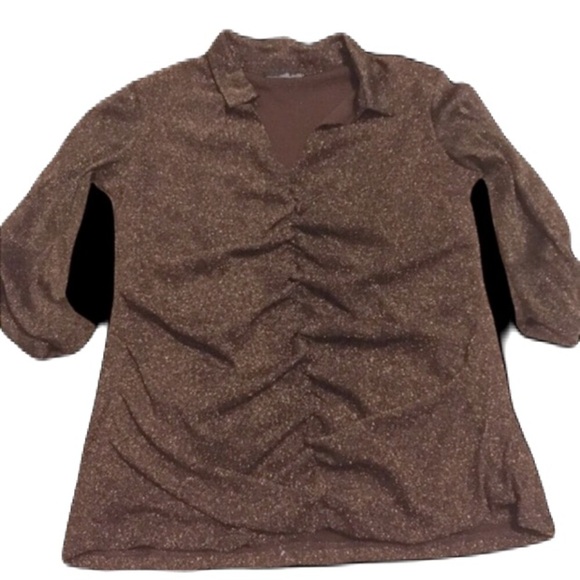 Willi Smith Tops - Willi Smith Gold & Brown Sparkle Blouse